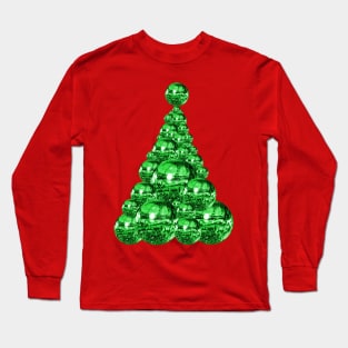 Groovy Green Disco Ball Christmas Tree Long Sleeve T-Shirt